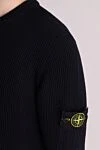 Stone Island Джемпер з довгим рукавом із вовни чоловічий синій - лого бренду. 100% вовна. Країна виробник: Італія. Догляд: спеціалізоване чищення - фото 5