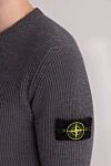 Stone Island Long sleeve woolen sweater for men gray - brand logo. 100% wool. Country of manufacture: Italy. Care: specialized cleaning - photo 5