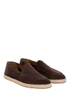 Doucal`s Men's nubuck loafers brown - weaving on the sole. 100% nubuck. Country of manufacture: Italy. Care: specialized cleaning - photo 3