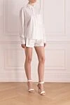 Giuseppe Di Morabito Suit with shorts made of cotton and elastane for women white - stripe pattern. 97% cotton, 3% elastane. Closure: buttons. one chest pocket. Country of manufacture: Italy. Care: specialized cleaning - photo 3