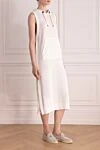 Brunello Cucinelli White knitted cotton dress for women - hood. 100% cotton. Closure: drawstring. two front pockets. Country of manufacture: Italy. Care: specialized cleaning - photo 3