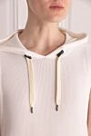 Brunello Cucinelli White knitted cotton dress for women - hood. 100% cotton. Closure: drawstring. two front pockets. Country of manufacture: Italy. Care: specialized cleaning - photo 5