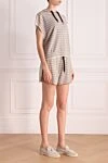 Brunello Cucinelli Костюм с шортами из шерсти и кашемира женский бежевый - узор полоска. капюшон. 90% шерсть, 10% кашемир. кулиска. Страна производитель: Италия. Уход: специализированная чистка - фото 3