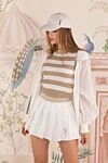 Brunello Cucinelli Топ из хлопка женский бежевый - узор полосы. 100% хлопок. Страна производитель: Италия. Уход: специализированная чистка - фото 7