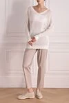 Linen and silk jumper for women white Brunello Cucinelli - 75% linen, 25% silk. Country of manufacture: Italy. Care: specialized cleaning - photo 2