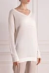 Brunello Cucinelli Linen and silk jumper for women white - 75% linen, 25% silk. Country of manufacture: Italy. Care: specialized cleaning - photo 3