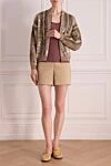 Кардиган  коричневый женский Brunello Cucinelli - абстрактный узор. 55% юта, 35% хлопок, 10% полиамид. молния. Страна производитель: Италия. Уход: специализированная чистка - фото 2