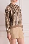 Brunello Cucinelli Кардиган  коричневый женский - абстрактный узор. 55% юта, 35% хлопок, 10% полиамид. молния. Страна производитель: Италия. Уход: специализированная чистка - фото 3