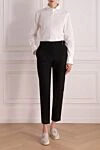 Pants made of cotton and elastane for women black Brunello Cucinelli - 97% cotton, 3% elastane. buttons, zipper. two side, two back pockets. Country of manufacture: Italy. Care: specialized cleaning - photo 2