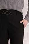 Brunello Cucinelli Брюки из хлопка и эластана женские черные - 97% хлопок, 3% эластан. пуговицы, молния. два боковых, два задних кармана. Страна производитель: Италия. Уход: специализированная чистка - фото 5