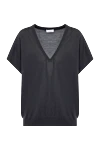 Brunello Cucinelli Блуза из кашемира и шелка серая женская - 70% кашемир, 30% шелк. Страна производитель: Италия. Уход: специализированная чистка - фото 1
