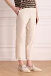 Brunello Cucinelli Beige cotton and elastane pants for women - 97% cotton, 3% elastane. buttons, zipper. two side, two back pockets. Country of manufacture: Italy. Care: specialized cleaning - photo 3