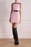 Платье из шерсти и шелка женское розовое Valentino - бант, контрастная окантовка. 65% шерсть, 35% шелк. молния. Страна производитель: Италия. Уход: специализированная чистка - фото 2