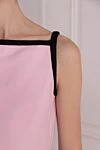 Valentino Платье из шерсти и шелка женское розовое - бант, контрастная окантовка. 65% шерсть, 35% шелк. молния. Страна производитель: Италия. Уход: специализированная чистка - фото 5