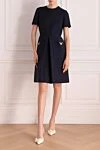 Платье из шерсти и шелка женское черное Valentino - логотип бренда. 65% шерсть, 35% шелк. молния. два боковых кармана. Страна производитель: Италия. Уход: специализированная чистка - фото 2
