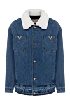 Valentino Women's cotton denim jacket blue - fur collar. 100% cotton. Closure: buttons. two side, two chest. Country of manufacture: Italy. Care: specialized cleaning - photo 1