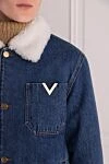 Valentino Women's cotton denim jacket blue - fur collar. 100% cotton. Closure: buttons. two side, two chest. Country of manufacture: Italy. Care: specialized cleaning - photo 5