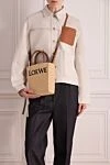 Women's everyday bag made of straw yellow Loewe - brand logo. 100% straw. Country of manufacture: Italy. Care: specialized cleaning - photo 2