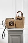 Loewe Сумка повседневная из соломки женская желтая - логотип бренда. 100% соломка. Страна производитель: Испания. Уход: специализированная чистка - фото 7