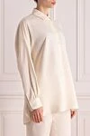 Loro Piana White silk blouse for women - 100% silk. Closure: buttons. Country of manufacture: Italy. Care: specialized cleaning - photo 3