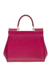 Women's calfskin bag burgundy Dolce & Gabbana - Branded plate with two types of galvanic coating. 100% calfskin. Closure: Front flap with double hidden magnet clasp. Country of manufacture: Italy. Care: specialized cleaning - photo 4