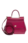 Dolce & Gabbana Women's calfskin bag burgundy - Branded plate with two types of galvanic coating. 100% calfskin. Closure: Front flap with double hidden magnet clasp. Country of manufacture: Italy. Care: specialized cleaning - photo 5