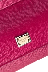 Women's calfskin bag burgundy Dolce & Gabbana - Branded plate with two types of galvanic coating. 100% calfskin. Closure: Front flap with double hidden magnet clasp. Country of manufacture: Italy. Care: specialized cleaning - photo 6