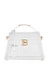 Balmain Women's leather shoulder bag white - leather luggage tag with hidden mirror. 100% calfskin. Size: 23 x 16 x 7 cm. Shoulder strap: 110 cm.. Rear patch pocket, internal zipped leather pocket, embossed leather card pocket. Closure: Flap with quarter-turn B-Twist clasp. Country of manufacture: Italy. Care: specialized cleaning - photo 1