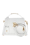 Balmain Women's leather shoulder bag white - leather luggage tag with hidden mirror. 100% calfskin. Size: 23 x 16 x 7 cm. Shoulder strap: 110 cm.. Rear patch pocket, internal zipped leather pocket, embossed leather card pocket. Closure: Flap with quarter-turn B-Twist clasp. Country of manufacture: Italy. Care: specialized cleaning - photo 5