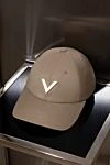 Valentino Beige cotton and elastane cap for women - brand logo. 98% cotton, 2% elastane. Country of manufacture: Italy. Care: specialized cleaning - photo 5