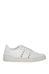 Valentino Women's genuine leather snickers in white - brand logo, decorative rivets. 100% genuine leather. Country of manufacture: Italy. Care: specialized cleaning - photo 1