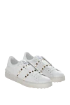 Valentino Women's genuine leather snickers in white - brand logo, decorative rivets. 100% genuine leather. Country of manufacture: Italy. Care: specialized cleaning - photo 3