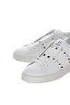 Valentino Women's genuine leather snickers in white - brand logo, decorative rivets. 100% genuine leather. Country of manufacture: Italy. Care: specialized cleaning - photo 5