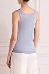 Viscose and polyester top for women blue D.Exterior - 70% viscose, 30% polyester. Country of manufacture: Italy. Care: specialized cleaning - photo 4