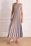 Women's beige striped knitted maxi dress D.Exterior - stripe pattern. 73% viscose, 23% polyester, 4% polyamide. Closure: zipper. Country of manufacture: Italy. Care: specialized cleaning - photo 2