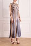 D.Exterior Women's beige striped knitted maxi dress - stripe pattern. 73% viscose, 23% polyester, 4% polyamide. Closure: zipper. Country of manufacture: Italy. Care: specialized cleaning - photo 3