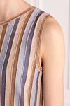 D.Exterior Women's beige striped knitted maxi dress - stripe pattern. 73% viscose, 23% polyester, 4% polyamide. Closure: zipper. Country of manufacture: Italy. Care: specialized cleaning - photo 5