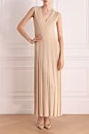 Women's beige knitted maxi dress D.Exterior - stripe pattern. 71% viscose, 5% polyester, 24% polyamide. Closure: zipper. Country of manufacture: Italy. Care: specialized cleaning - photo 2