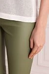 Max&Moi Women's genuine leather trousers green - 100% genuine leather. two front pockets, two back pockets. Country of manufacture: Italy. Care: specialized cleaning - photo 5