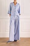 Blue women's suit with linen pants Peserico - 100% linen. Closure: buttons. one chest pocket. Country of manufacture: Italy. Care: specialized cleaning - photo 2