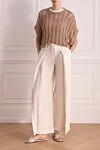 Beige linen pants for women Peserico - tucks. 100% linen. Closure: drawstring. two side, two back pockets. Country of manufacture: Italy. Care: specialized cleaning - photo 2