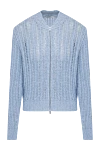 Peserico Cardigan made of cotton and polyester for women blue - 98% cotton, 2% polyester. Closure: zipper. Country of manufacture: Italy. Care: specialized cleaning - photo 1