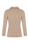 Polo with long sleeves made of polyester and viscose for women beige Peserico - stripe pattern. 46% polyester, 54% viscose. Closure: button. Country of manufacture: Italy. Care: specialized cleaning - photo 6