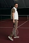 Santoni Beige suede sneakers for men - contrast sole. 100% suede. Closure: laces. Country of manufacture: Italy. Care: specialized cleaning - photo 11