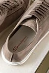 Santoni Beige suede sneakers for men - contrast sole. 100% suede. Closure: laces. Country of manufacture: Italy. Care: specialized cleaning - photo 7