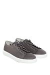 Santoni Men's gray suede sneakers - contrast sole. 100% suede. Closure: laces. Country of manufacture: Italy. Care: specialized cleaning - photo 3