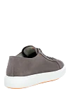 Men's gray suede sneakers Santoni - contrast sole. 100% suede. Closure: laces. Country of manufacture: Italy. Care: specialized cleaning - photo 4