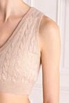 Brunello Cucinelli Топ з бавовни та альпаки жіночий бежевий - 50% альпаку, 50% бавовна. Країна виробник: Італія. Догляд: спеціалізоване чищення - фото 5