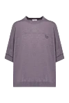 Brunello Cucinelli Блуза женская фиолетовая - логотип бренда. 40% кашемир, 30% шелк, 30% конопля. Страна производитель: Италия. Уход: специализированная чистка - фото 1