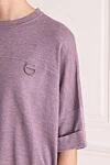Brunello Cucinelli Блуза женская фиолетовая - логотип бренда. 40% кашемир, 30% шелк, 30% конопля. Страна производитель: Италия. Уход: специализированная чистка - фото 5